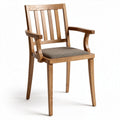 Houten eetkamerstoel met gestoffeerde zitting en armleuningen 45 x 45 x 90cm