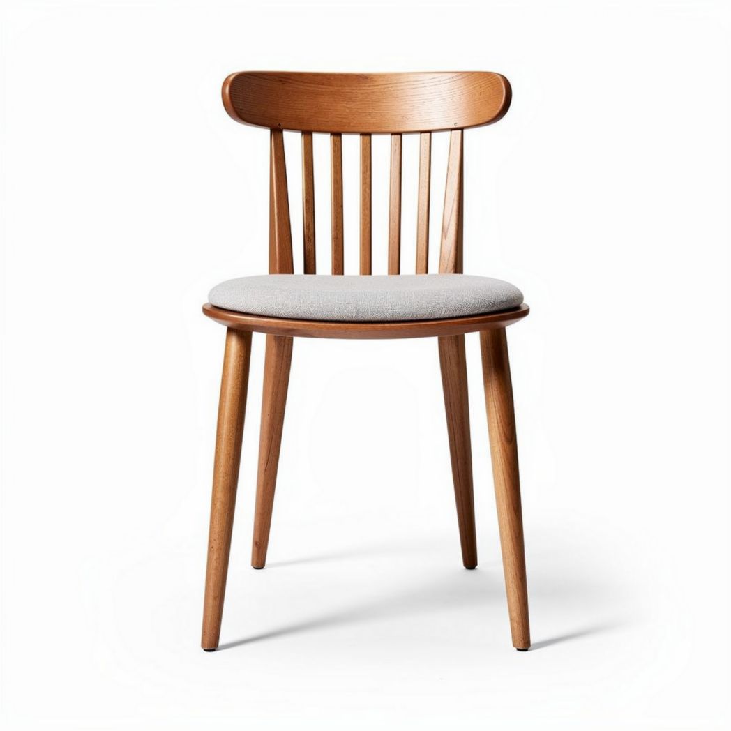 Eiken houten stoel met gestoffeerd kussen en een lengte van 45 x 40 x 85cm