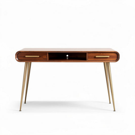 Houten bureau met lades in wit en natuurlijk hout 120 x 60 x 75cm