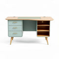 Bureau met lades en open opbergruimte van hout en groen 120 x 60 x 75cm