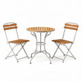 Bistroset van acaciahout en metaal met ronde tafel en twee stoelen 60 x 60 x 75cm
