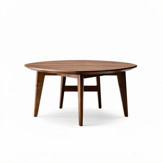 Ronde houten salontafel met een diameter van 100 cm en hoogte van 45 cm